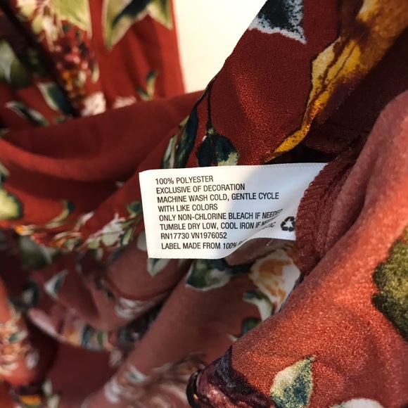 NEW Xhilaration Long Sleeve Floral Dress Rust XS - Picture 7 of 7